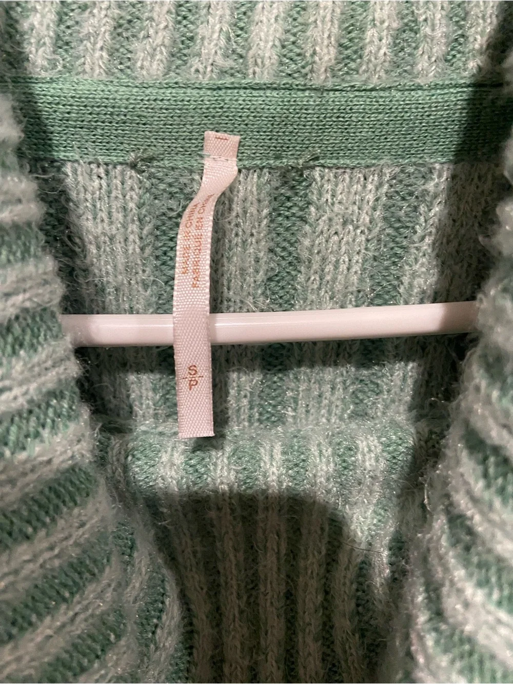 Free People Mint Green Ribbed Turtleneck Sweater